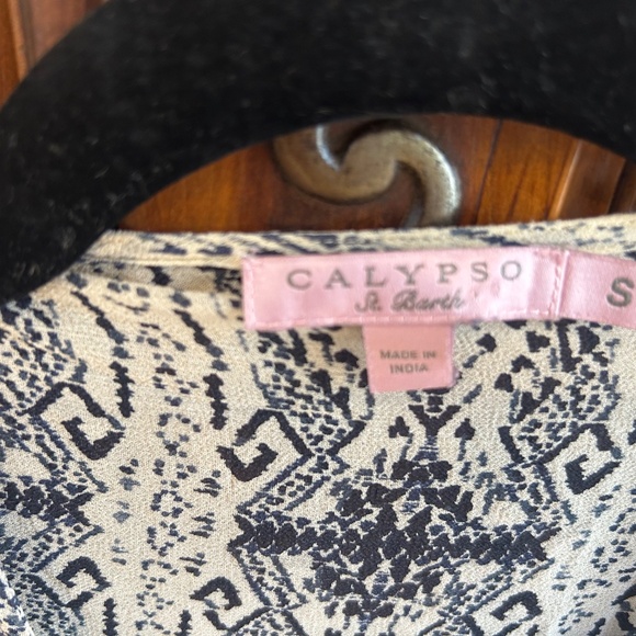 Calypso St Barth 100% Silk Cover Up - Size S - Blues and Gold - Picture 9 of 12